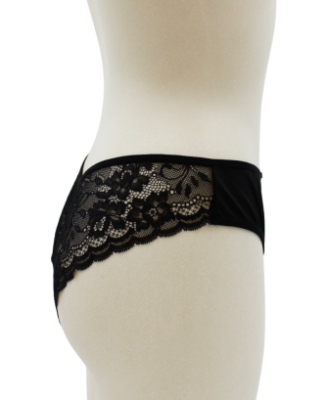 Culotte noire en dentelle avec nœud en satin 